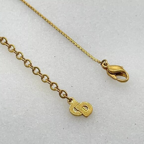 Auth Christian Dior Logo Gold Planting Necklace V120012 - Picture 7 of 9